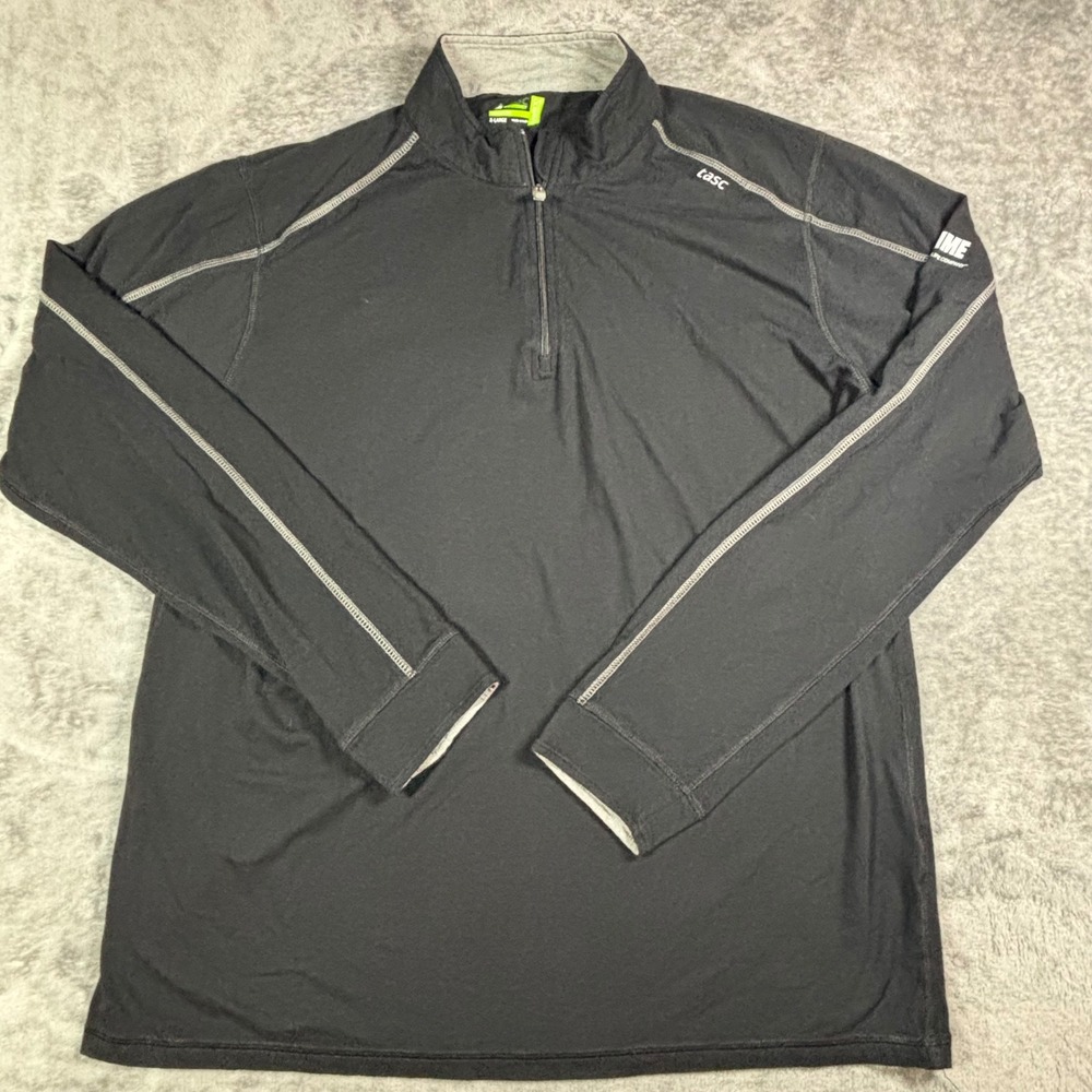 Tasc Performance Mens XL Black Bamboo Quarter Zip Pullover LifeTime Logo